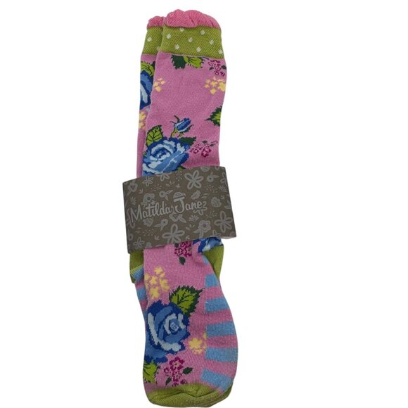Matilda Jane Spring In Your Step Socks Floral Stripes Girls Medium Cotton Blend - Picture 2 of 3